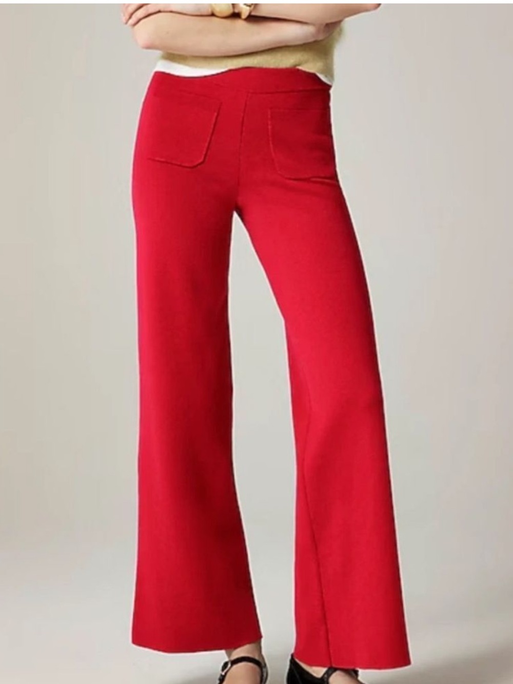 NWOT J. Crew Sweater Sailor Trousers Pants Persian Red Wide Leg
